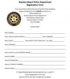 2015 teen police academy registration form