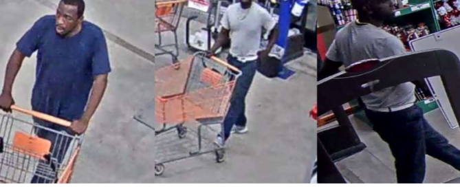 black men pushing shopping cart at home depot