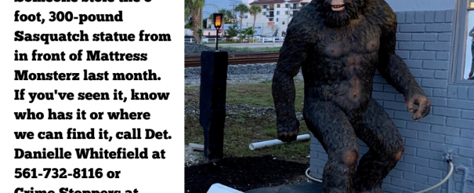 Bigfoot statute in front of store