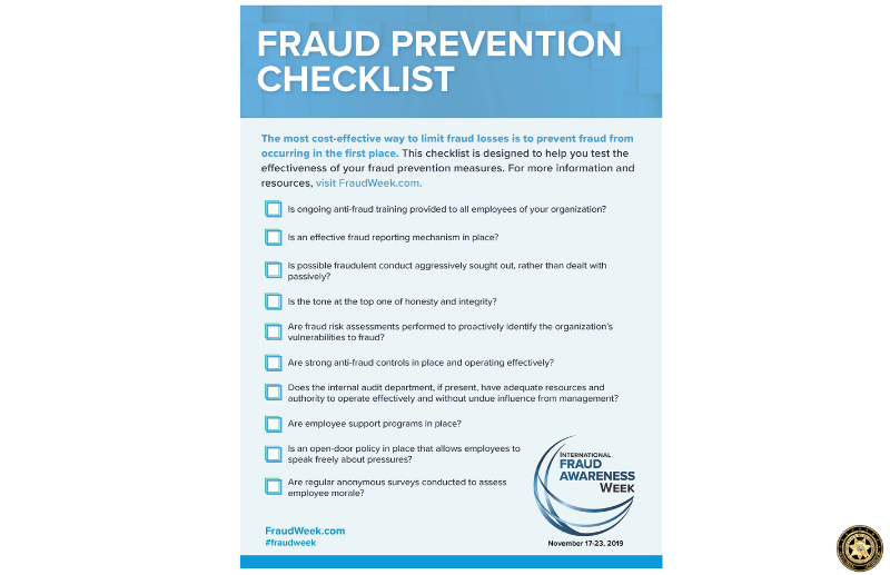 Checklist of ways to prevent fraud