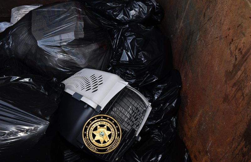 Dog crate inside of a dumpster