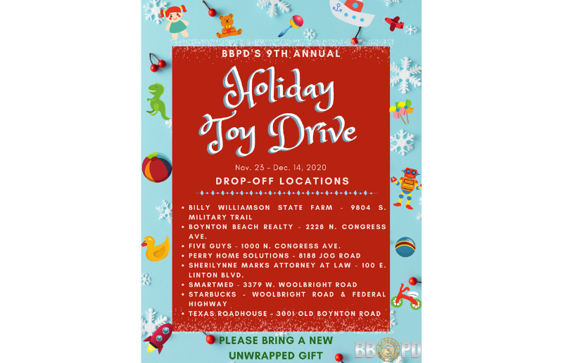 List of drop off locations for BBPD toy drive