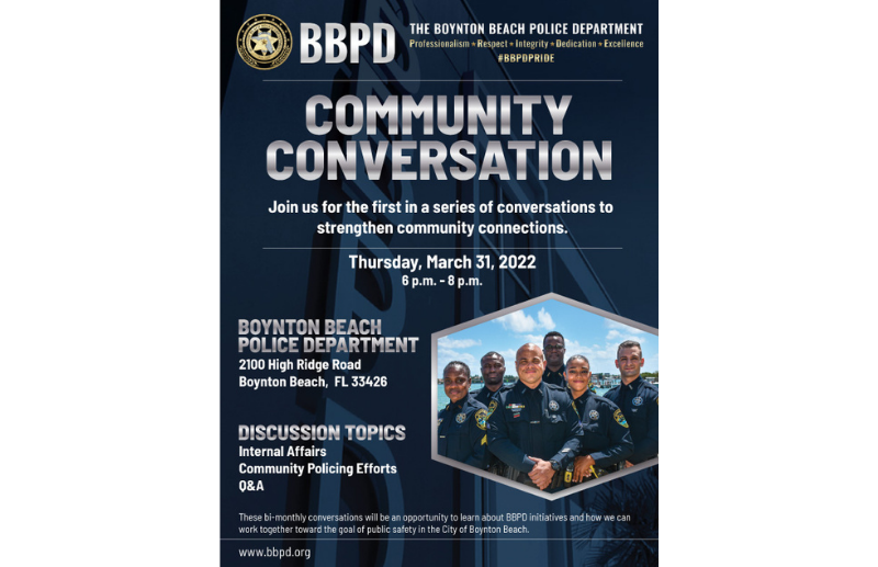Announcement of community conversation on March 31, 2022